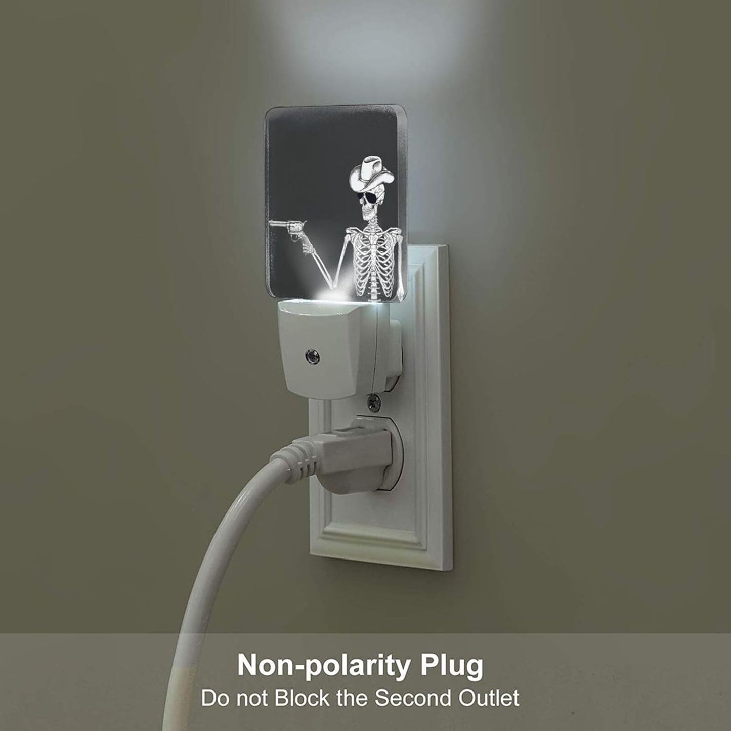 Led Night Light, Funny Gothic Skull Cowboy Decorative Plug in Nightlights,with Smart Auto Dusk to Dawn Night Light for Bedroom, Kitchen, Nursery, Bathroom