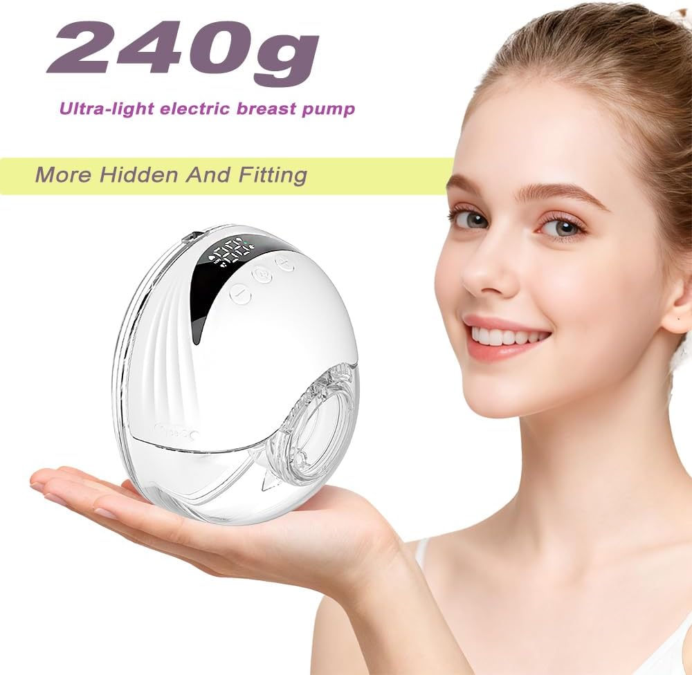 Wearable Breastfeeding Pump,4 Modes & 12 Levels, Hands Free Breast Pump, Portable Double Pump,Electric Breast Pump,Lightweight,Painless Comforts, Flange Sizes (19/21/mm) (White 2 Pack)