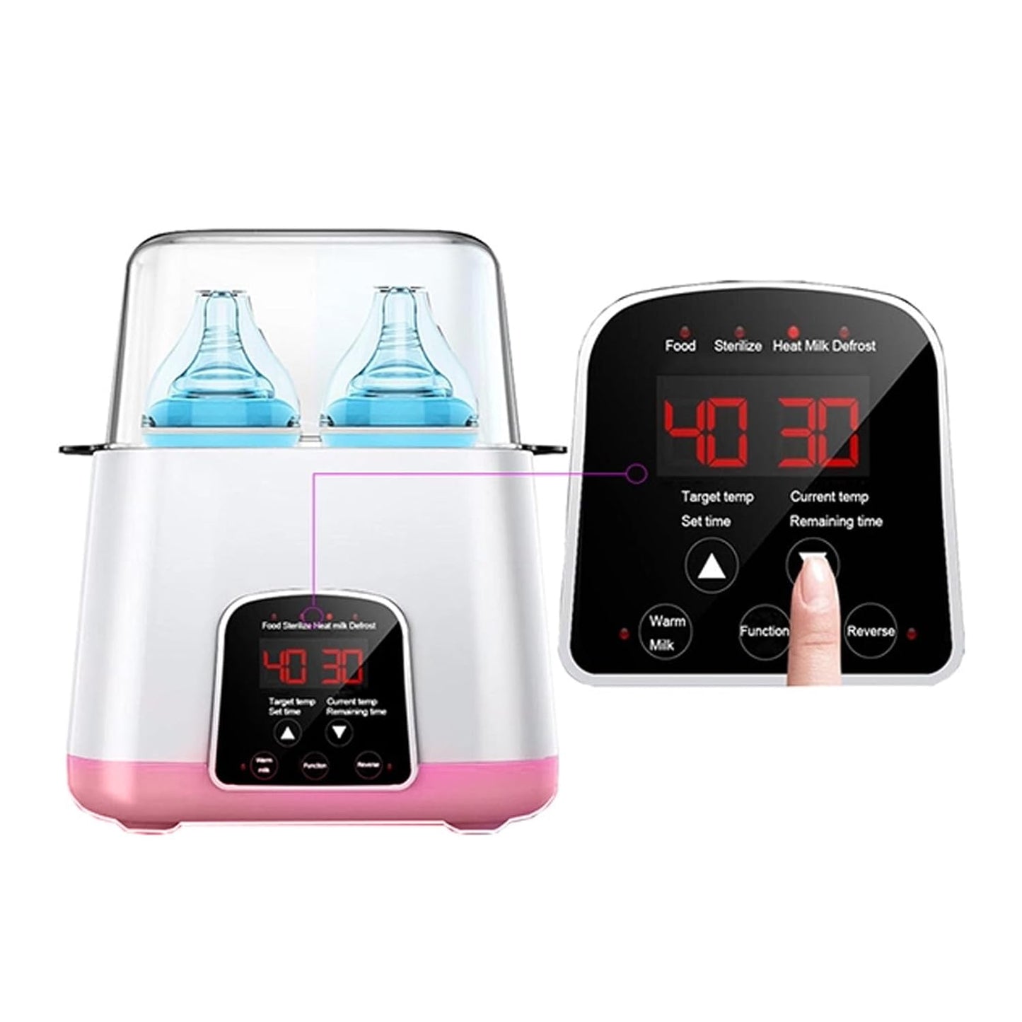 Asixxsix Baby Bottle Warmer for Breastmilk and Formula, 2 in 1 Fast Baby Milk Warmer Baby Food Defrost Heater, Accurate Temperature Control, Feeding Baby Essentials (US)