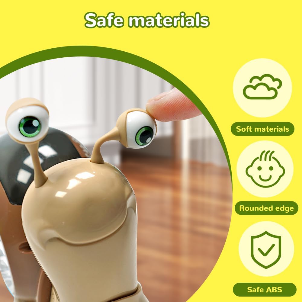 Glowing and Music Playing Crawling Snail, 2026 New Auto Moving Interactive Snail for Pet Play Dancing Musical (Brown)