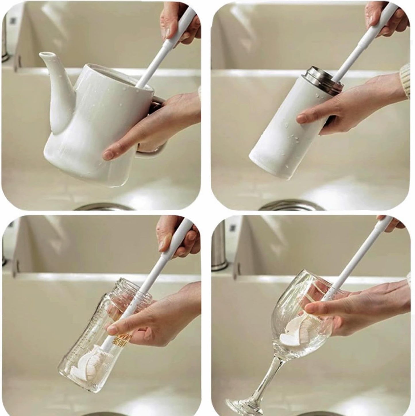360° Flexible Silicone Bottle Brush with Long Handle, Deep Cleaning Brush for Long Bottle, Narrow Neck Bottle, Water Bottles, Baby Bottles, Flasks (1PCS)