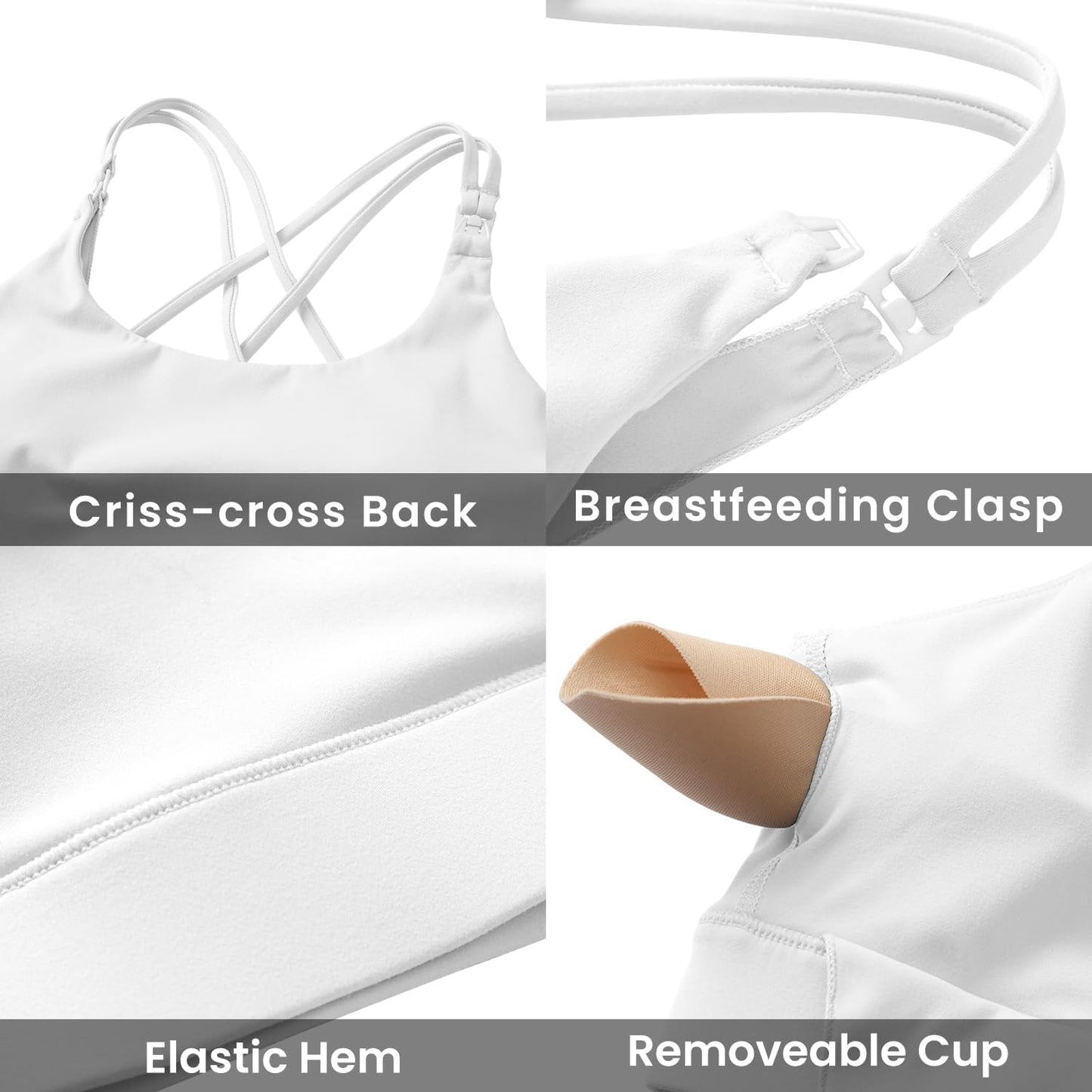 V VOCNI Nursing Bras for Breastfeeding Maternity Sports Bras Tank Top Sexy Crisscross Back Workout Yoga Pregnancy Bra