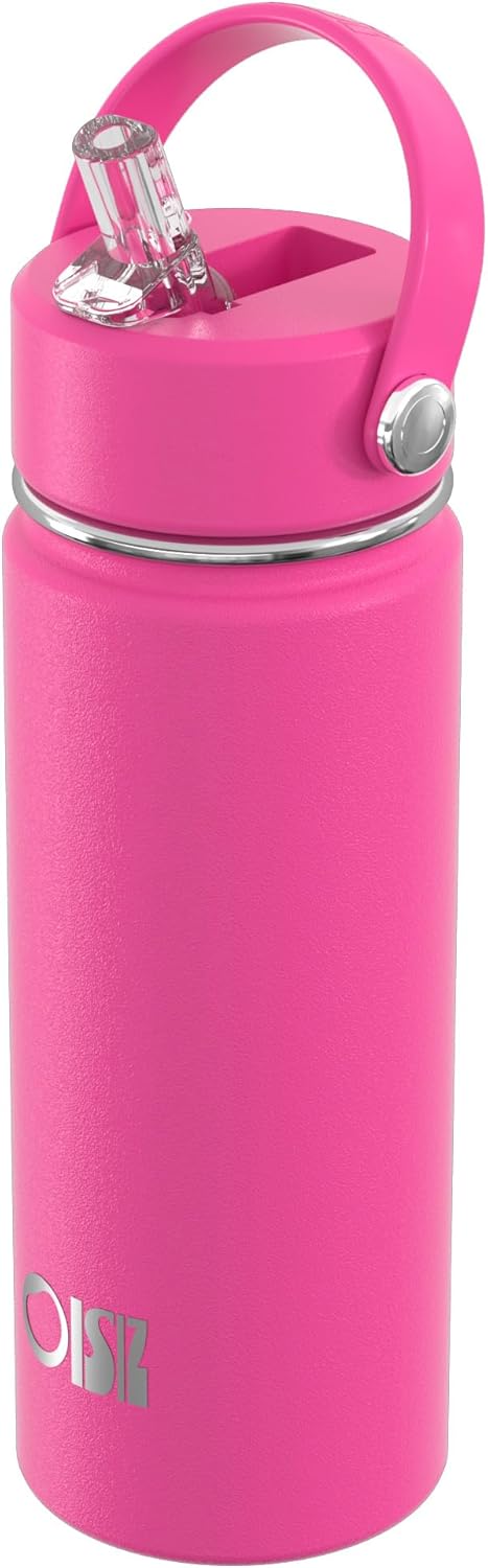 OISIZ 18oz Kids Water Bottle with Straw Lid, Vacuum Insulated Water Bottle 316 Stainless Steel Bottles for Kids for School, Leakproof Water cups, BPA Free and Keep Cold for 24 Hours,Easy to Clean