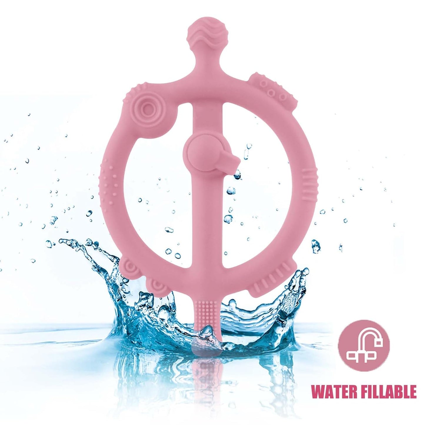 Chuya Baby Teething Toys with Easy-Hold Ring Sticks Baby Teether Toy for 3-6-12-24 Months Babies Infant Cooling Sore Gums Teething Relief, Silicone Sensory Toys BPA Free