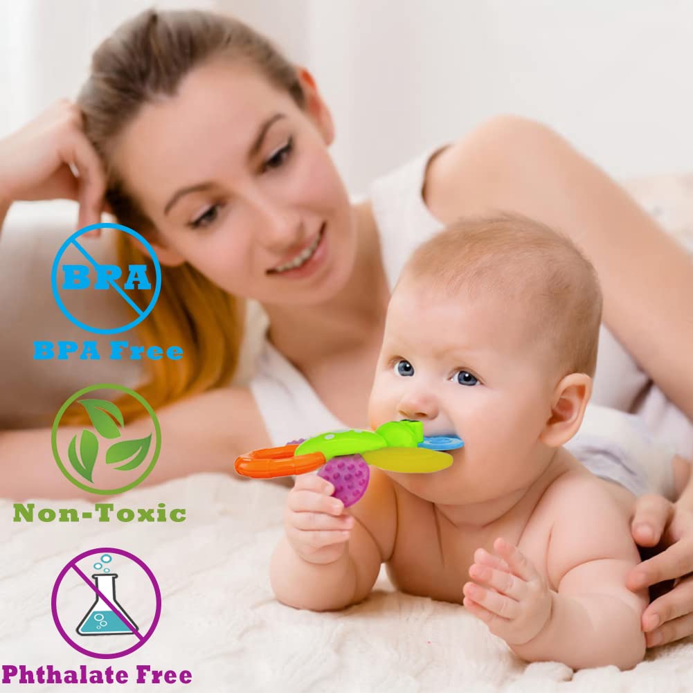 9pcs Baby First Rattle Teether Toy Gift Set with Storage Box for Infant Newborn Baby Boy 0 3 6 9 12 18Month Blue