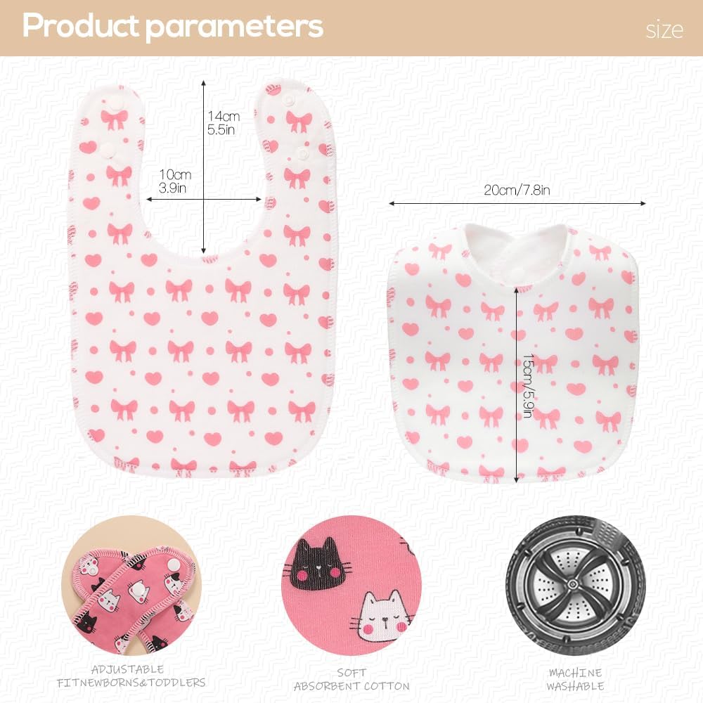 8 Pack Baby Bibs Unisex Adjustable with Snaps Ultra Soft Absorbent Drooling Teething for Boys and Girls