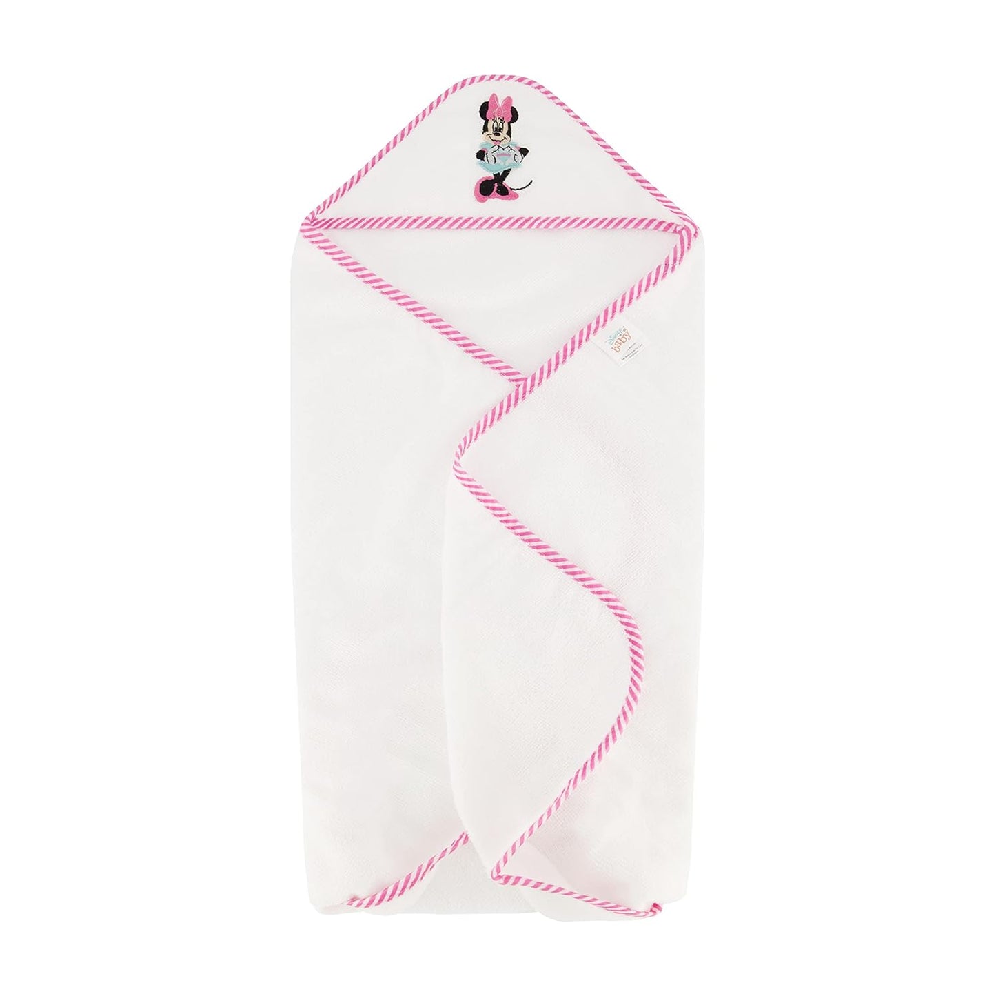 Disney Cudlie Baby Girl Minnie Mouse 2 Pack Rolled/Carded Hooded Towels in Happy Dots Print