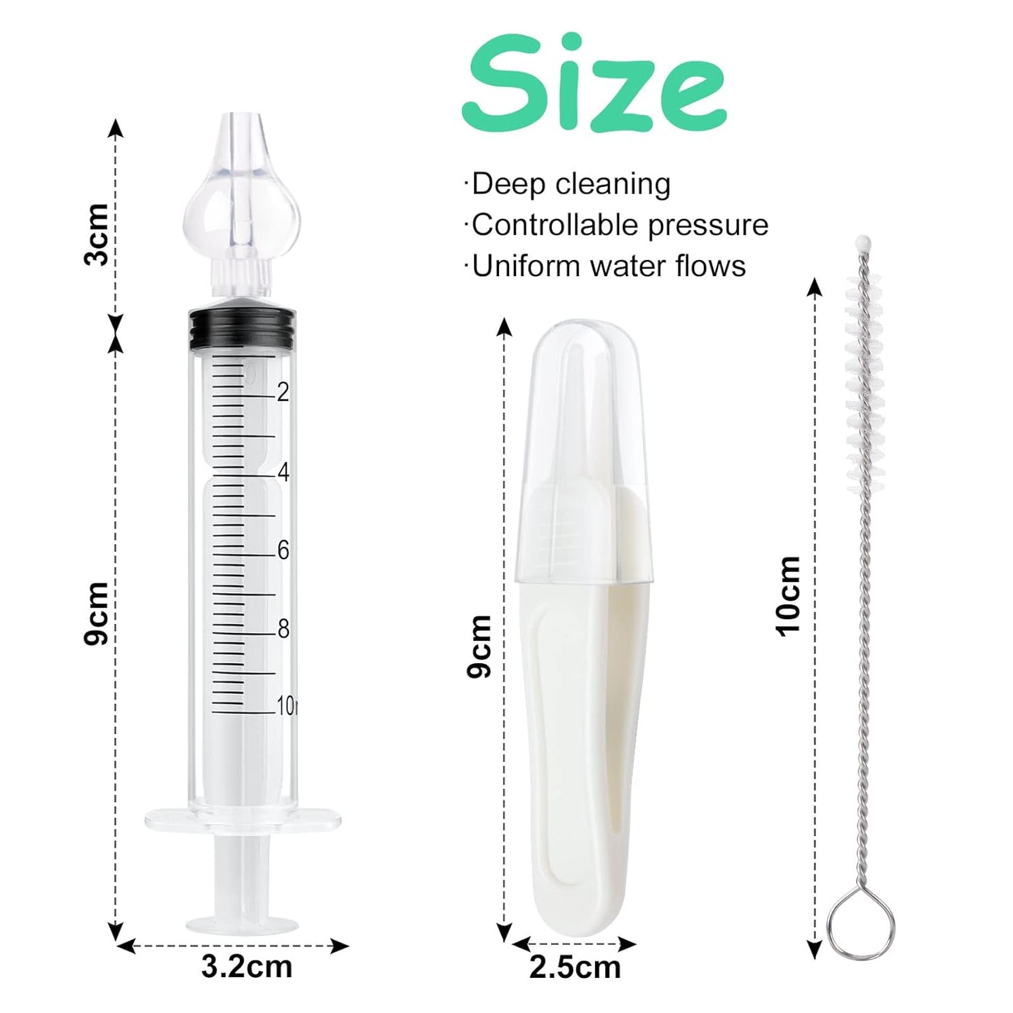 Baby Nasal Irrigator, 2PCS Nasal Syringe for Baby, Syringe Nasal Irrigator with Tweezers & Cleaning Brush, Baby Nasal Aspirator with Silicone Nasal Suction Tips Portable Baby Nasal Syringe