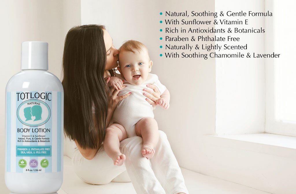 TotLogic Kids and Baby Safe Gentle Body Lotion - 8 oz Original - Scented with Natural Essential Oils - Plant Based Formula for Dry Skin