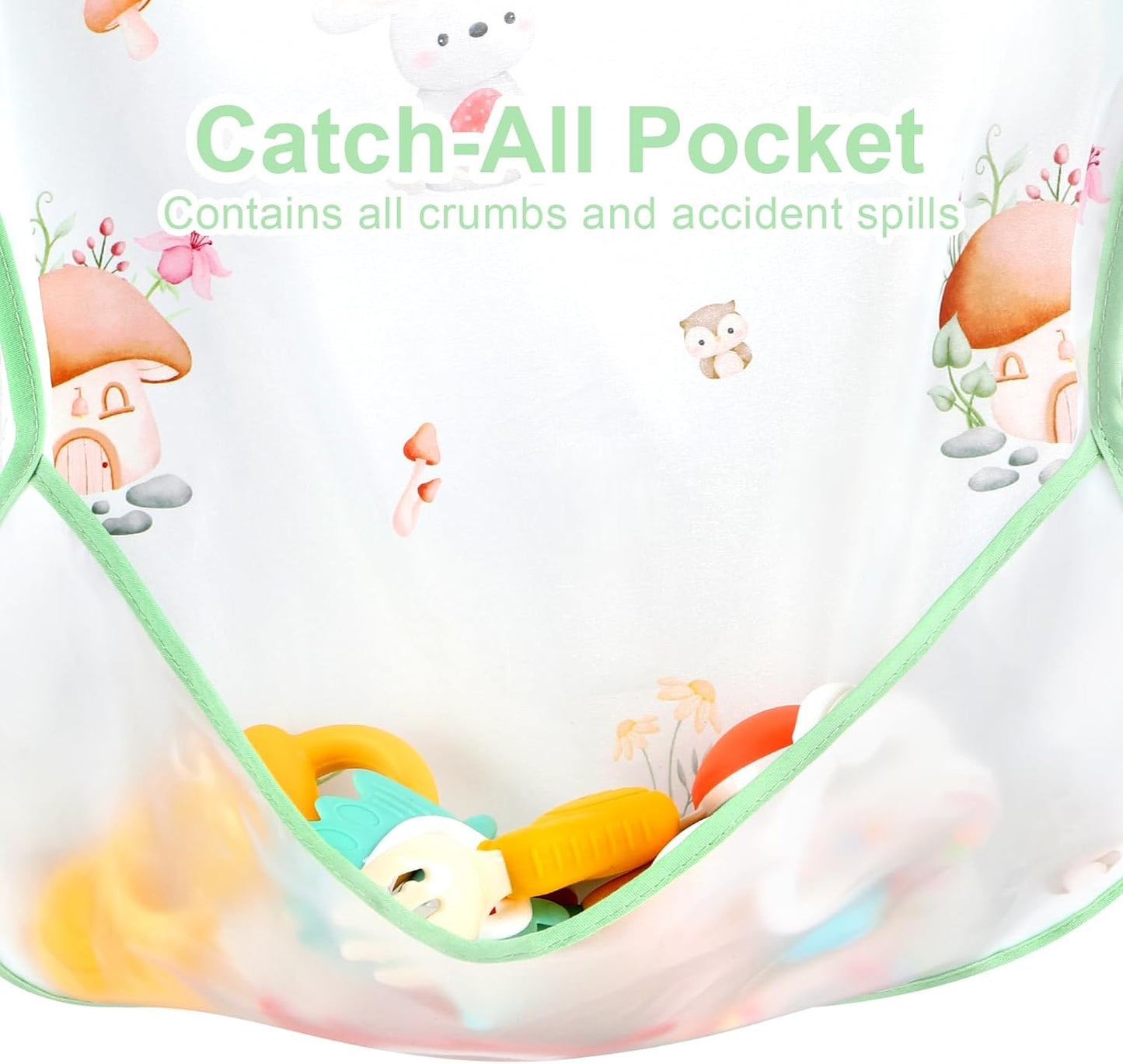 Accmor 4 Pack Long Sleeve Bibs, Baby Smock Waterproof Sleeved Bib Smock for Baby Toddler 6-36 Months