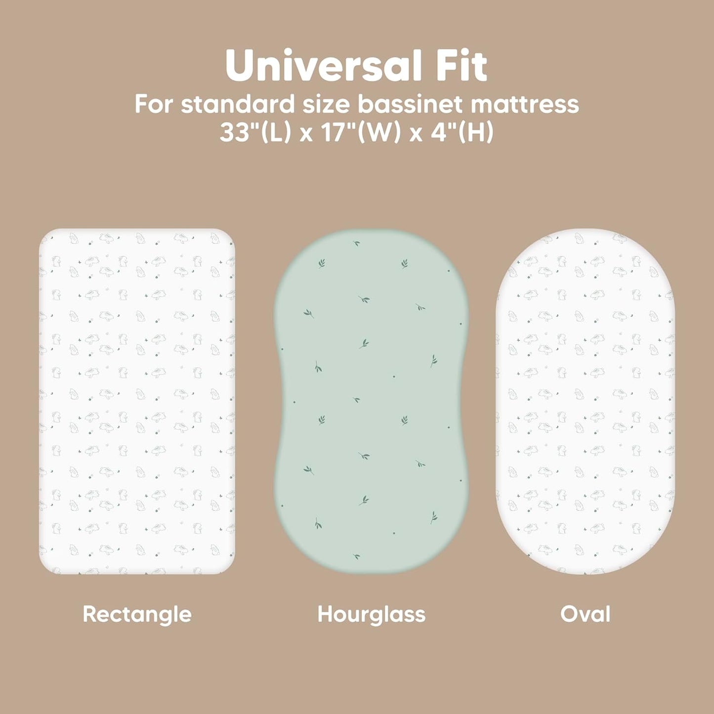 2-Pack Baby Bassinet Sheets Girl, Boy - 33x17 Viscose Derived from Bamboo Bedside Mattress Fitted Bassinet Sheets, Compatible with Halo Bassinest Swivel Sleeper, Baby Delight, Graco (Bunnies)