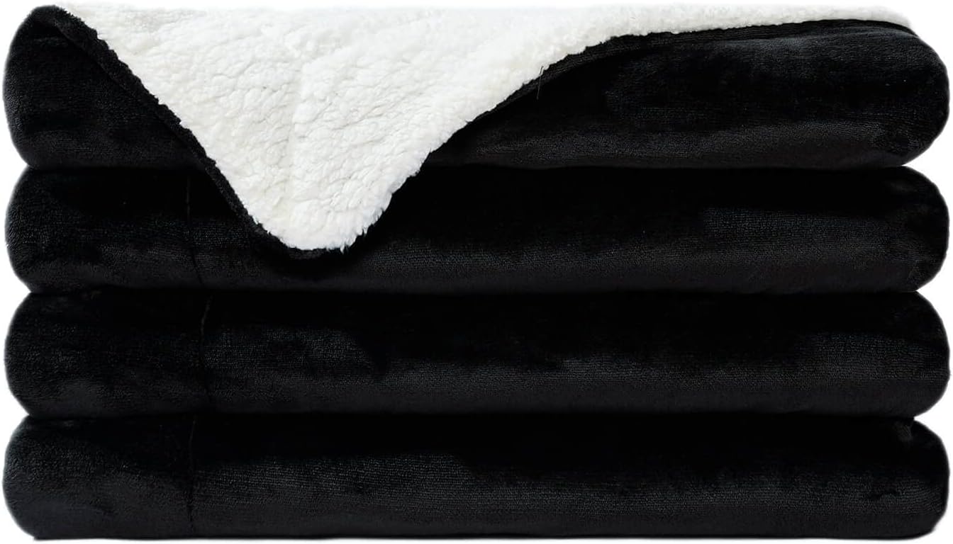 NANPIPER Sherpa Blanket King Fleece Bed Blankets Soft and Warm Fuzzy Microfiber,Black 90"x108"