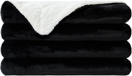 NANPIPER Sherpa Blanket King Fleece Bed Blankets Soft and Warm Fuzzy Microfiber,Black 90"x108"