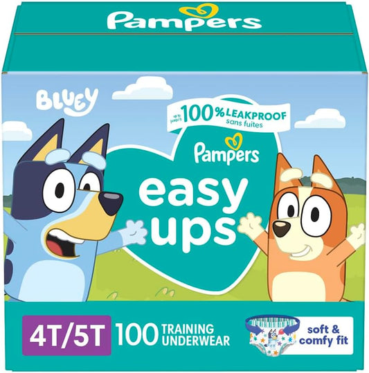 Pampers Training Pants - Easy Ups Boys & Girls Bluey - Size 4T-5T, 100 Count, Children's Potty Underwear (Packaging May Vary)