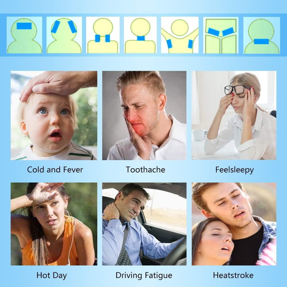 12 Sheets Cooling Patches for Fever Discomfort & Pain Relief, Cooling Relief Fever Reducer, Soothe Headache Pain, Pack of 12