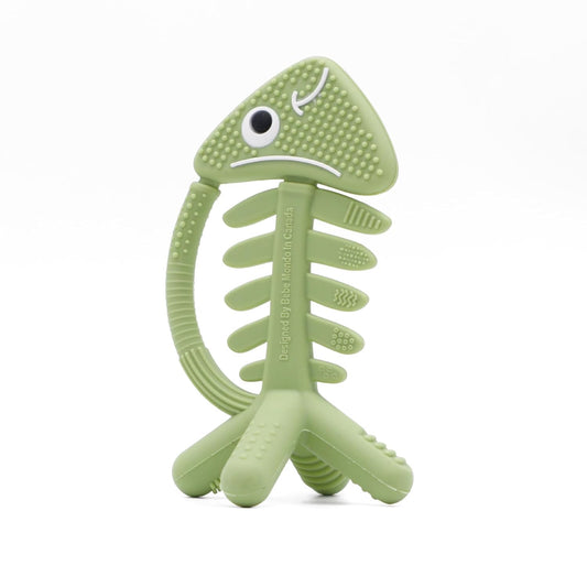 3in1 Infant Toys, Baby Teething Toys 3-6 6-12 Months, Teethers for Babies 3-6-12 Months, for Teething Relief, Baby Gift, Silicone,Sensory Toys 0-6 Months,USA Patent Pending,Fish,(Olive)