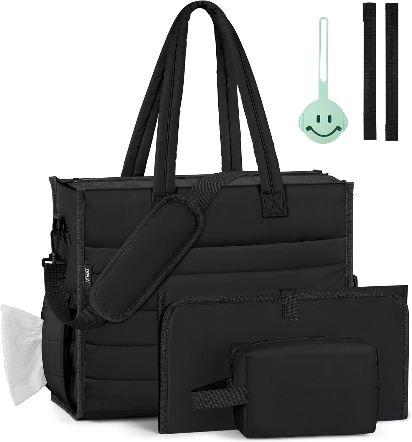 IBFUN Diaper Bag Tote for Baby - Large Baby Bag 4Pcs with Waterproof Changing Pad Pacifier Case, Travel Hospital Mommy Bag