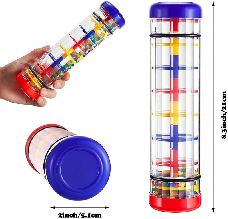 Rainmaker Baby Rain Stick Toys for Kids: 8 inch Rainstick Sensory Rattle Toys for Babies,Shaker Rainfall Tubes Musical Instrument -Red