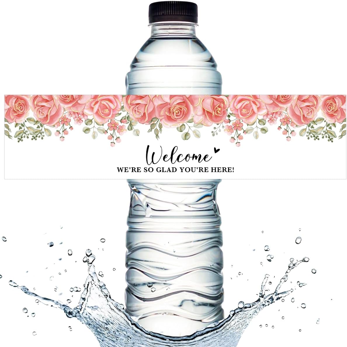 100PCS Wedding Water Bottle Labels Waterproof Greenery Floral Wraps Sticker for Water Bottle Baby Shower Bottle Label for Bridal Shower Party Welcome A01