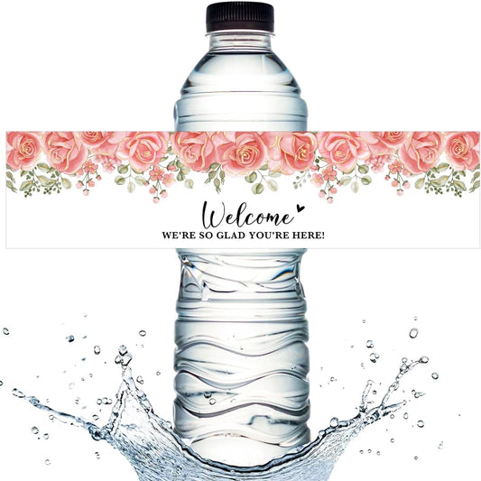 100PCS Wedding Water Bottle Labels Waterproof Greenery Floral Wraps Sticker for Water Bottle Baby Shower Bottle Label for Bridal Shower Party Welcome A01