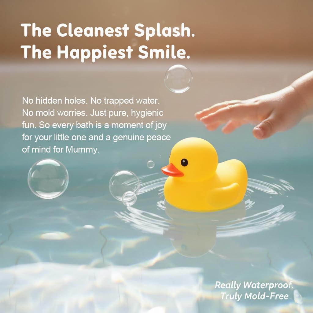 5 Inch 20 Pcs Kalafona Rubber Bathtub Duck/Duckie Waterproof No 'Bebe' No Hole Funny Bath Swimming Pool Toy Without Hole for Kids Birthday Party Favor Home Decor