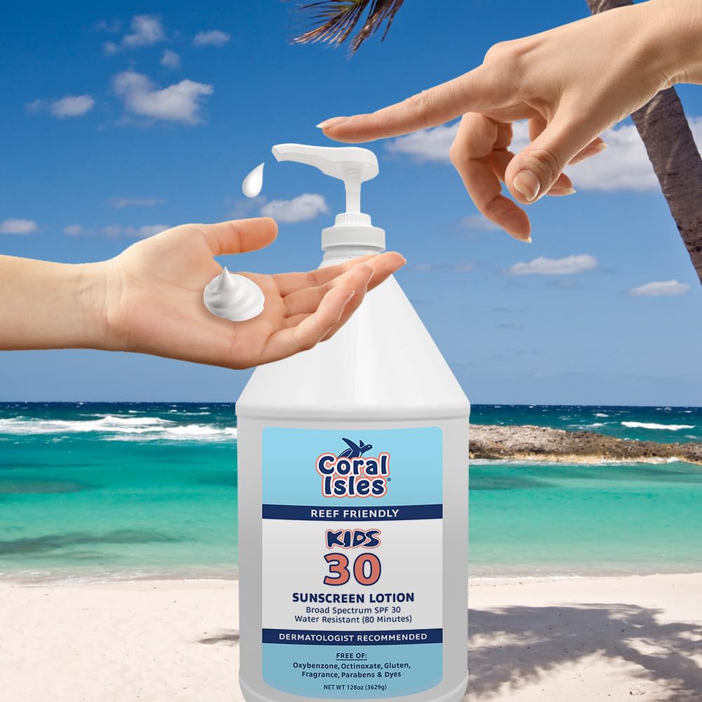 Rocky Mountain Sunscreen | KIDS SPF 30 Lotion -Broad Spectrum UVA/UVB Protection | Hawaii 104 Reef Act Compliant (Oxybenzone & Octinoxate Free) | Water Resistant 80 Min. | Gallon with Pump (128 Fl Oz)