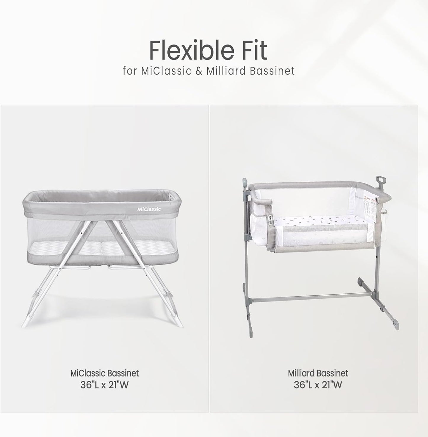 lulumoon Muslin Bassinet Sheets for Baby: Soft & Skin-Friendly Cotton Sheets for Boys and Girls - Fitted for MiClassic & Milliard Bassinet and Large Bedside Sleepers