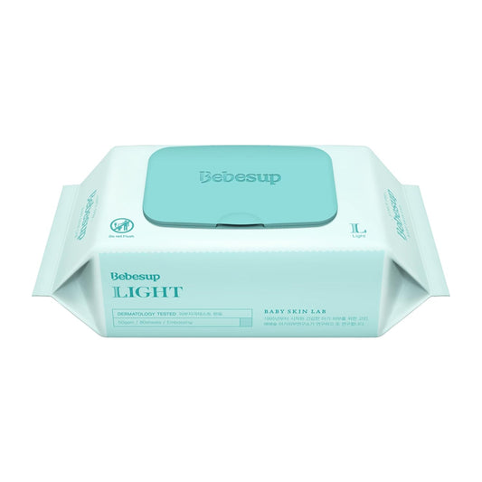 BEBESUP Korea's #1 Light Baby Wipes - Hypoallergenic, Water-Based, Unscented, Alcohol & Paraben-Free – 50 GSM for sensitive skin Flip-Top Plant Based Baby Wipes (1 Pack)