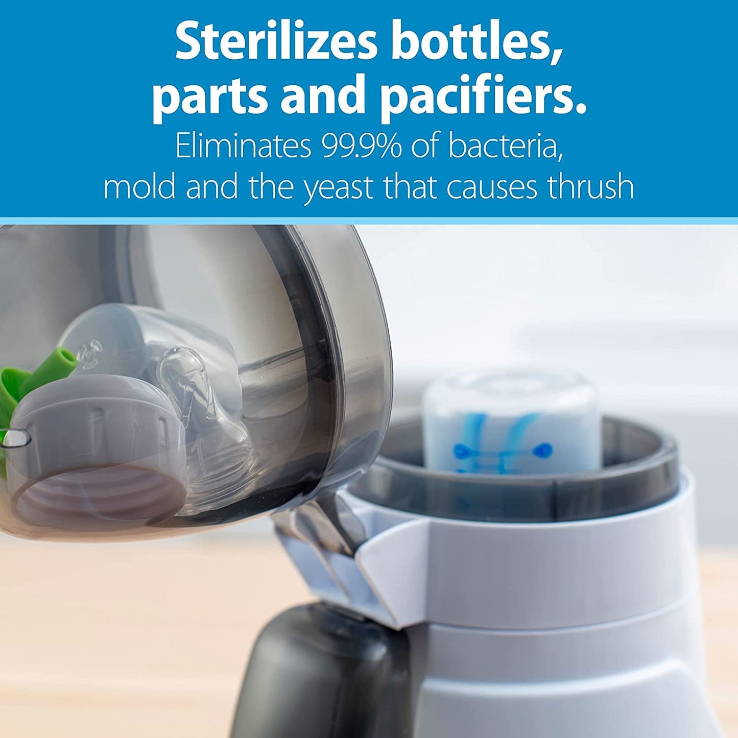 Dr. Brown’s Deluxe Baby Bottle Warmer and Sterilizer, for Baby Bottles and Baby Food Jars with Anti-Colic Options+ Narrow Baby Bottles 4 oz/120 mL, with Level 1 Slow Flow Nipple, 4 Pack, 0m+