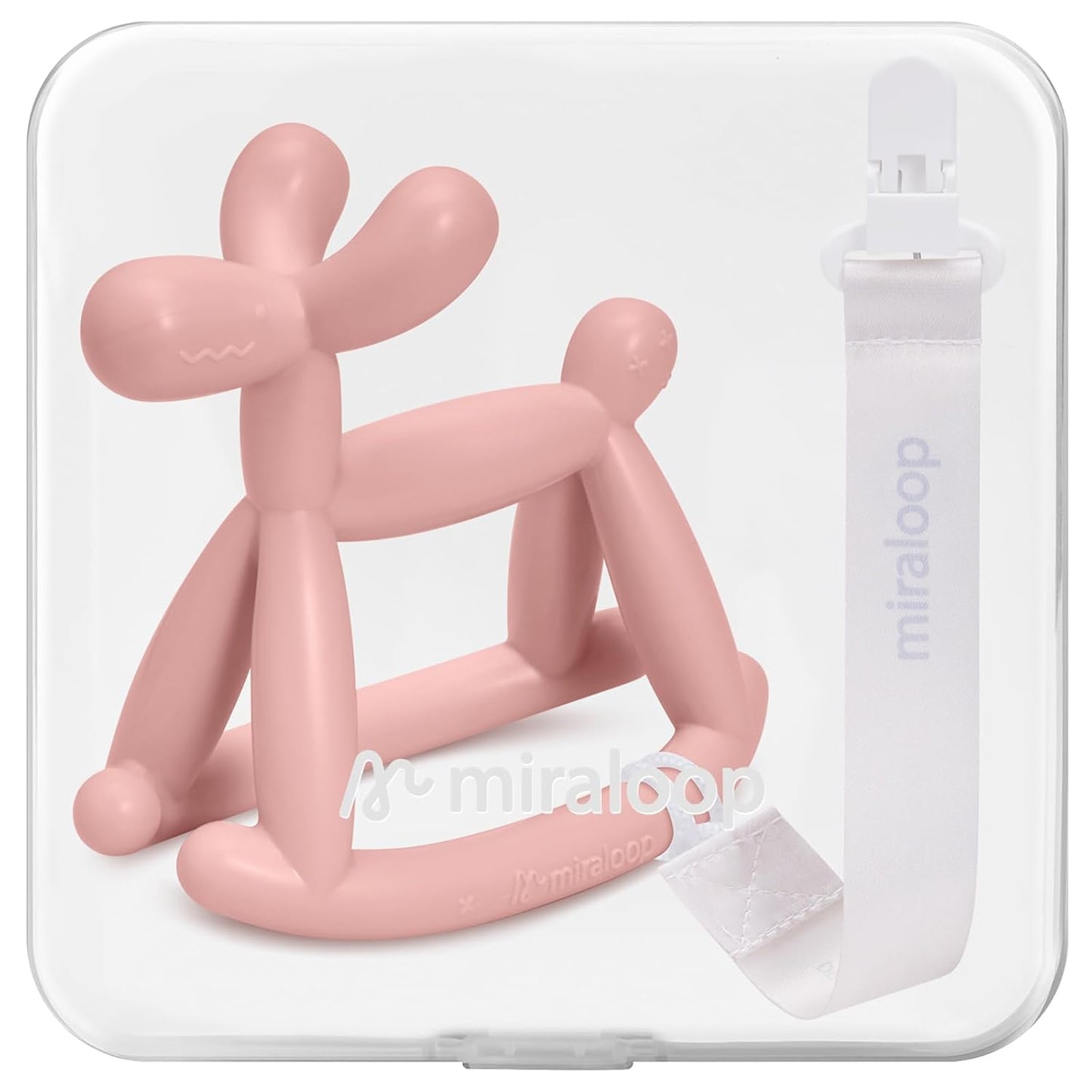 Baby Teether Toys for Teething Relief, Food Grade Silicone Teether with Storage Box and Pacifier Clip, Teething Toys 3-6 Months, Baby Essential (Mist Pink Clip+Box)