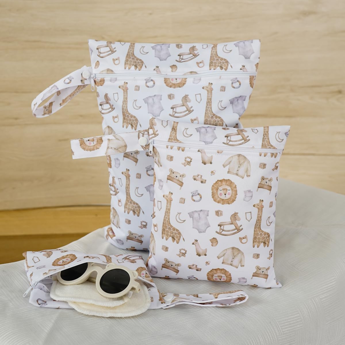 Happy Flute 3 Set Wet Bag Storage Bag Zipper Waterproof Washable Travel Bags, Beach, Pool, Gym Bag for Cloth Diaper, Swimsuits & Wet Clothes(EF545)