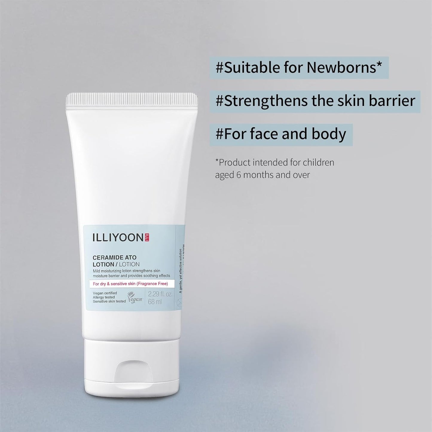 Illiyoon Ceramide Ato Lotion | Lightweight Moisturizer for Dry & Sensitive Skin, Barrier Repair for Face and Body, Mild for Babies, Vegan Certified, Korean Skincare, 2.29 fl.oz.