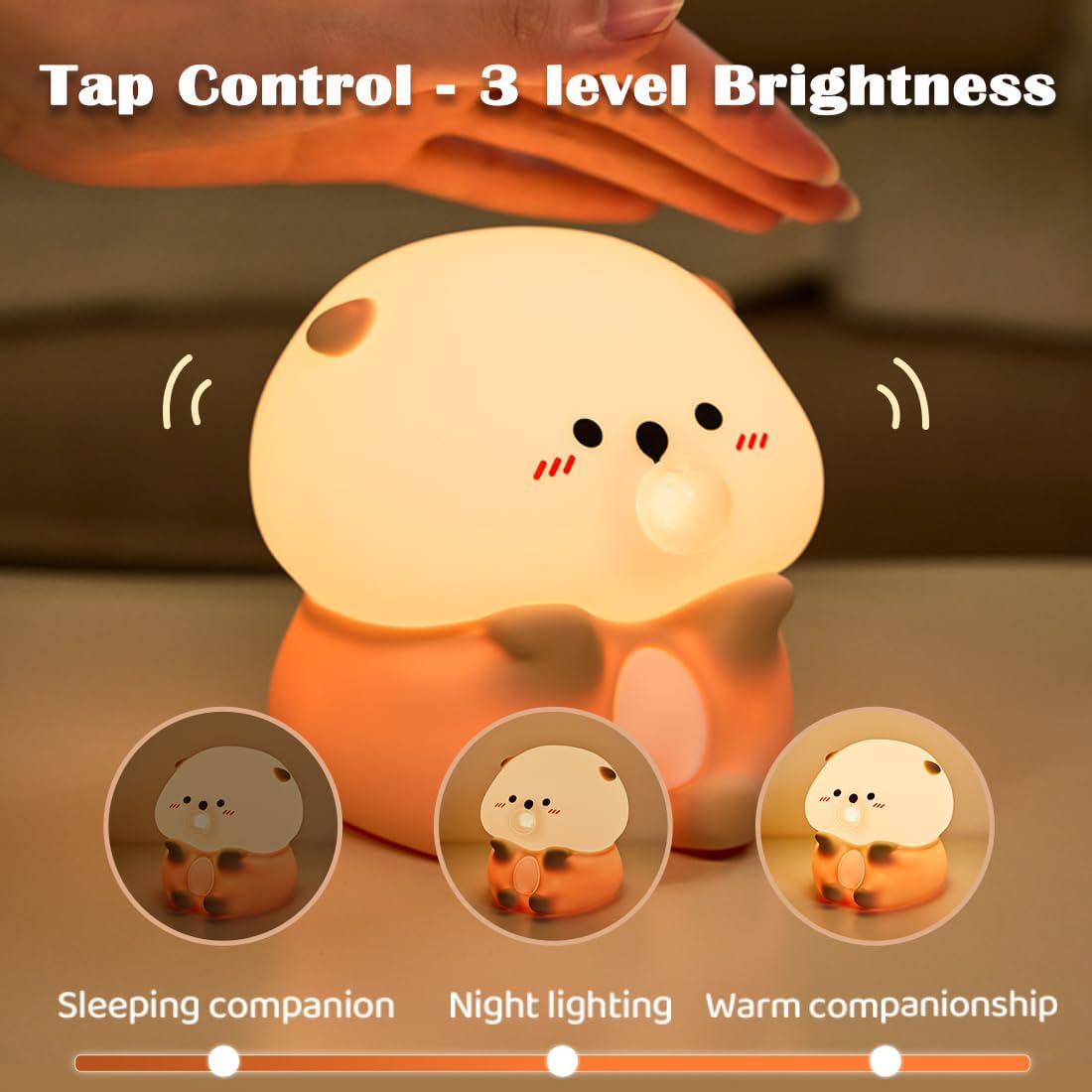 Sea Otter Night Light, Cute Otter Gifts, Soft Silicone Lamp with 3 Level Warm Light and RGB Changing, Breastfeeding Nursery Portable Kawaii Bedside Lamp for Baby, Toddler, Boys and Girls