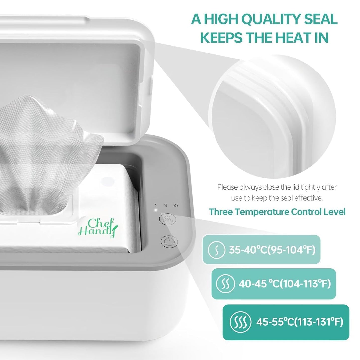 Baby Wipe Warmer, Wipe Warmer and Baby Wet Wipes Dispenser, Smart Precise Temperature Control Large Capacity Evenly Overall Heating Silence, Wipes Warmer for Babies Portable Wipe Warmer (White)