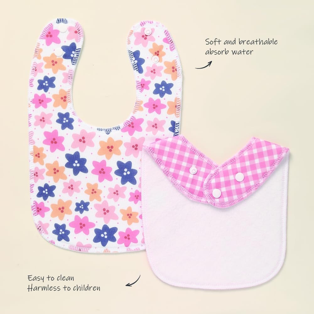 8 Pack Baby Bibs Unisex Adjustable with Snaps Ultra Soft Absorbent Drooling Teething for Boys and Girls