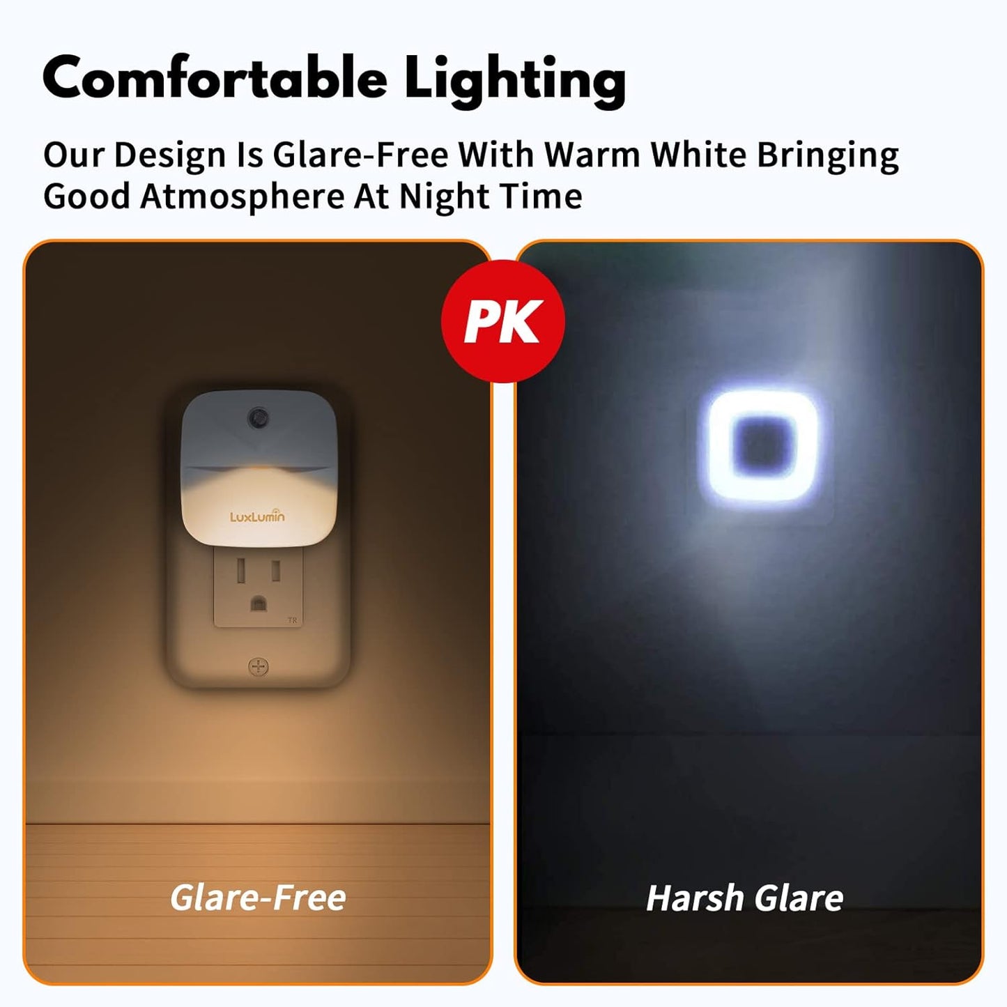 LED Night Lights Plug into Wall with Smart Dusk-to-Dawn Sensor, Automatically Turn on and Off,Night Light for Kids,Bedroom,Bathroom,Stairs,White, 4 Packs