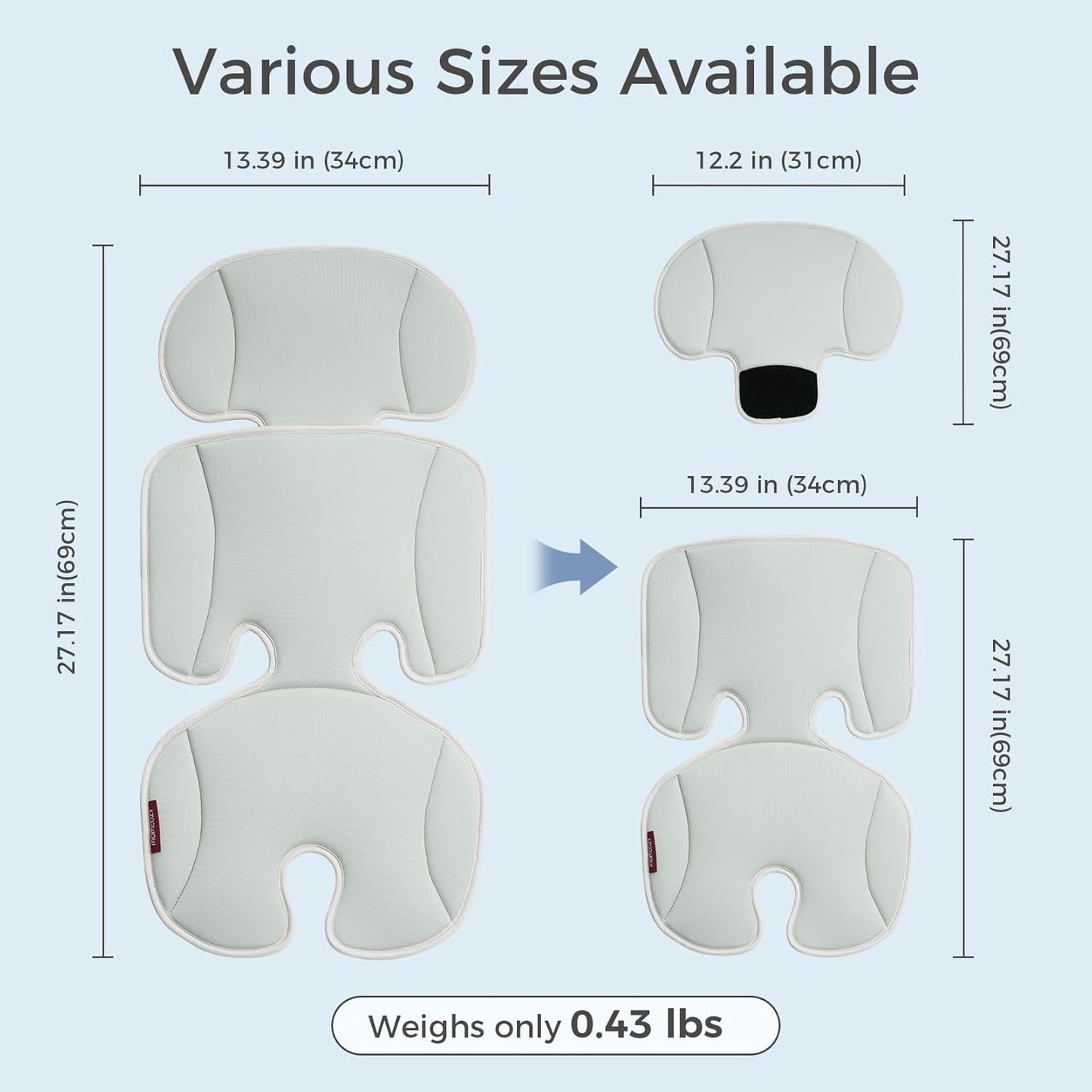 Momcozy Stroller Cooling Pad | Universal Soft Cooler Pad, Breathable & Adjustable Car Seat Liner | Detachable 2-Piece Cooling Cushion | Fits Strollers, Car Seat, High Chair, Bassinet, Swing