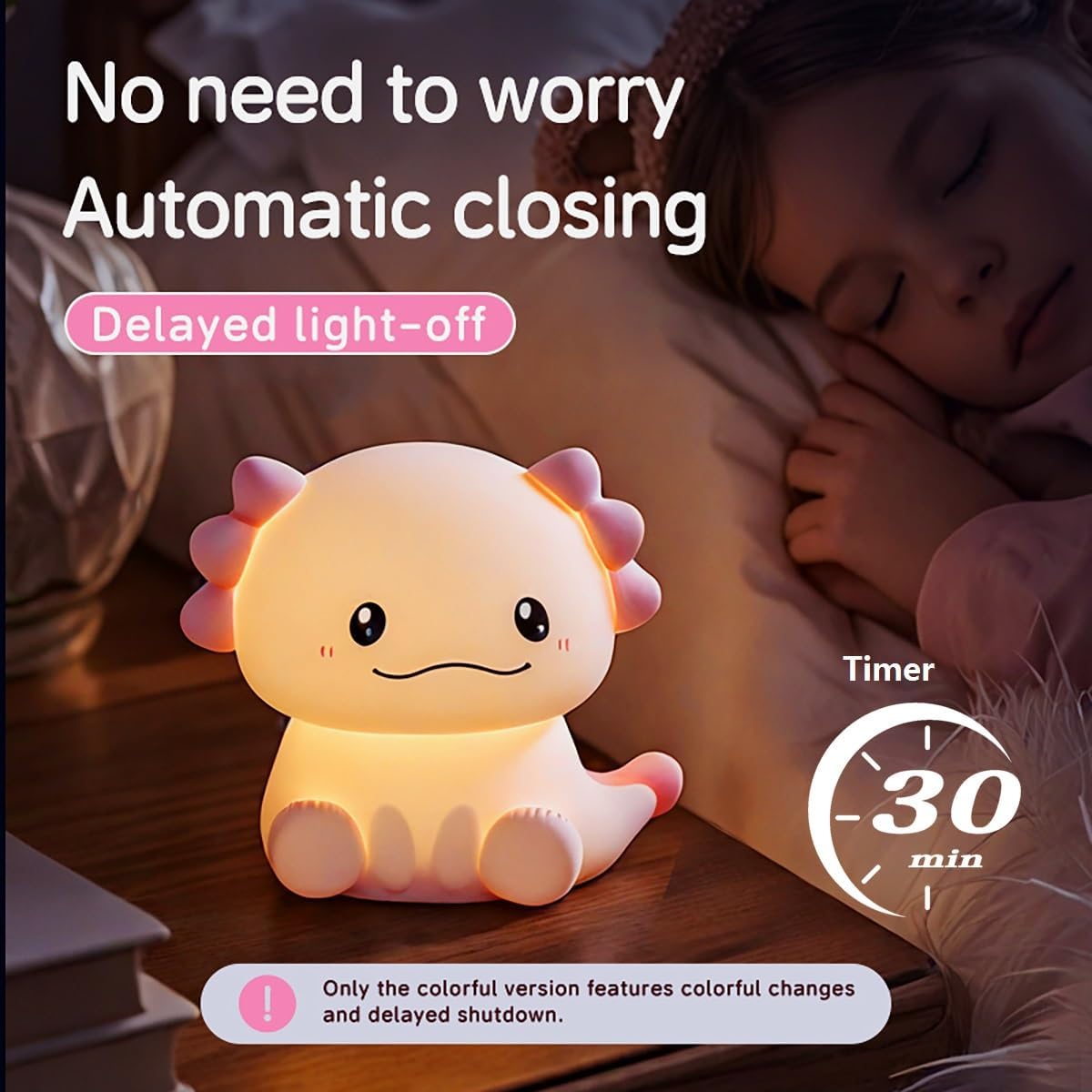 Axolotl Night Light for Adults Kids,Cute Axolotl lamp with 7 Colors Gifts Rechargeable Light Table Lamp Bedside Lamp,LED Animal Silicone Sleep Night Lamp Cute Room Decor Night Light for Girls Boys
