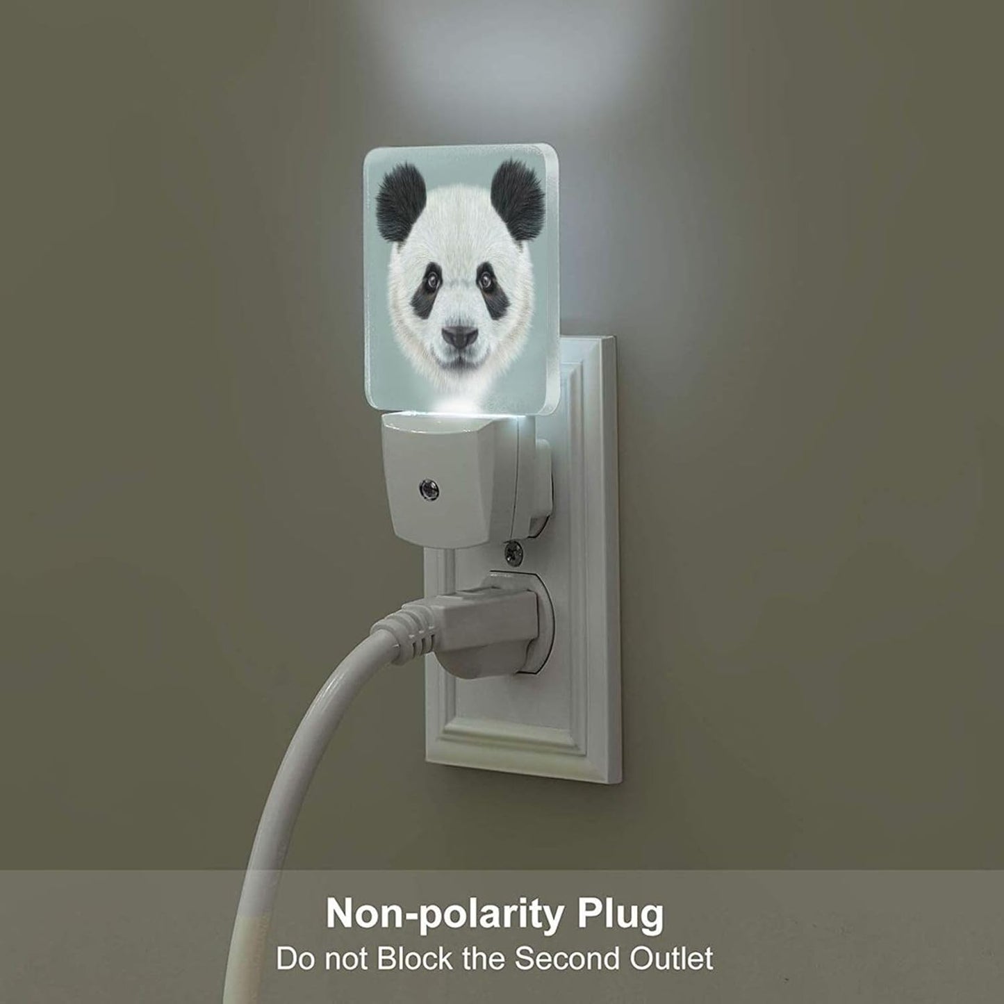 Panda Cute Face Night Light,Plug Into Wall Decor for Stairway,Hallway,Kitchen,Dusk to Dawn Sensor Nightlights for Boys/Girls/Women/Men Room Gifts