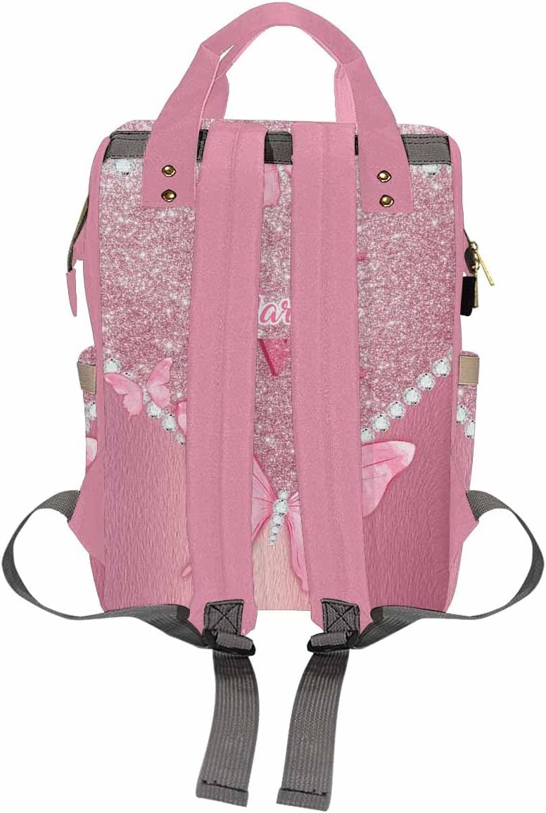D-Story Customized Diaper Bag Customized Diaper Backpack Nappy Backpack Personalized Diaper Bags Multifunction Shoulders Bag Nursing Bags, Neon Butterfly