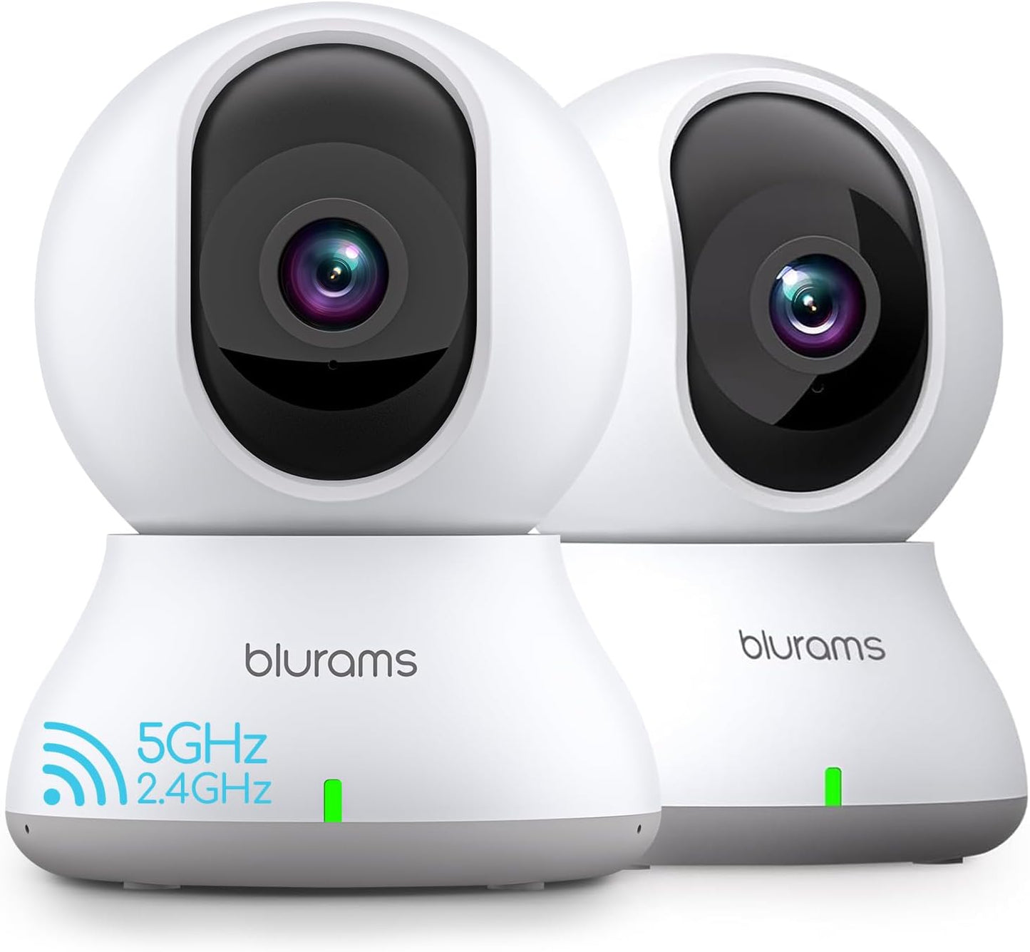 blurams Security Camera 2K, Baby Monitor Dog Camera 360-degree for Home Security (White-2Pack)