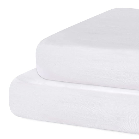 Fitted Crib Sheet 100% Cotton 52"x28"x8", 2 Pack Crib Mattress Sheet Set Fit for Standard Crib and Toddler Bed Mattress, Baby Crib Sheets Boys Girls, White