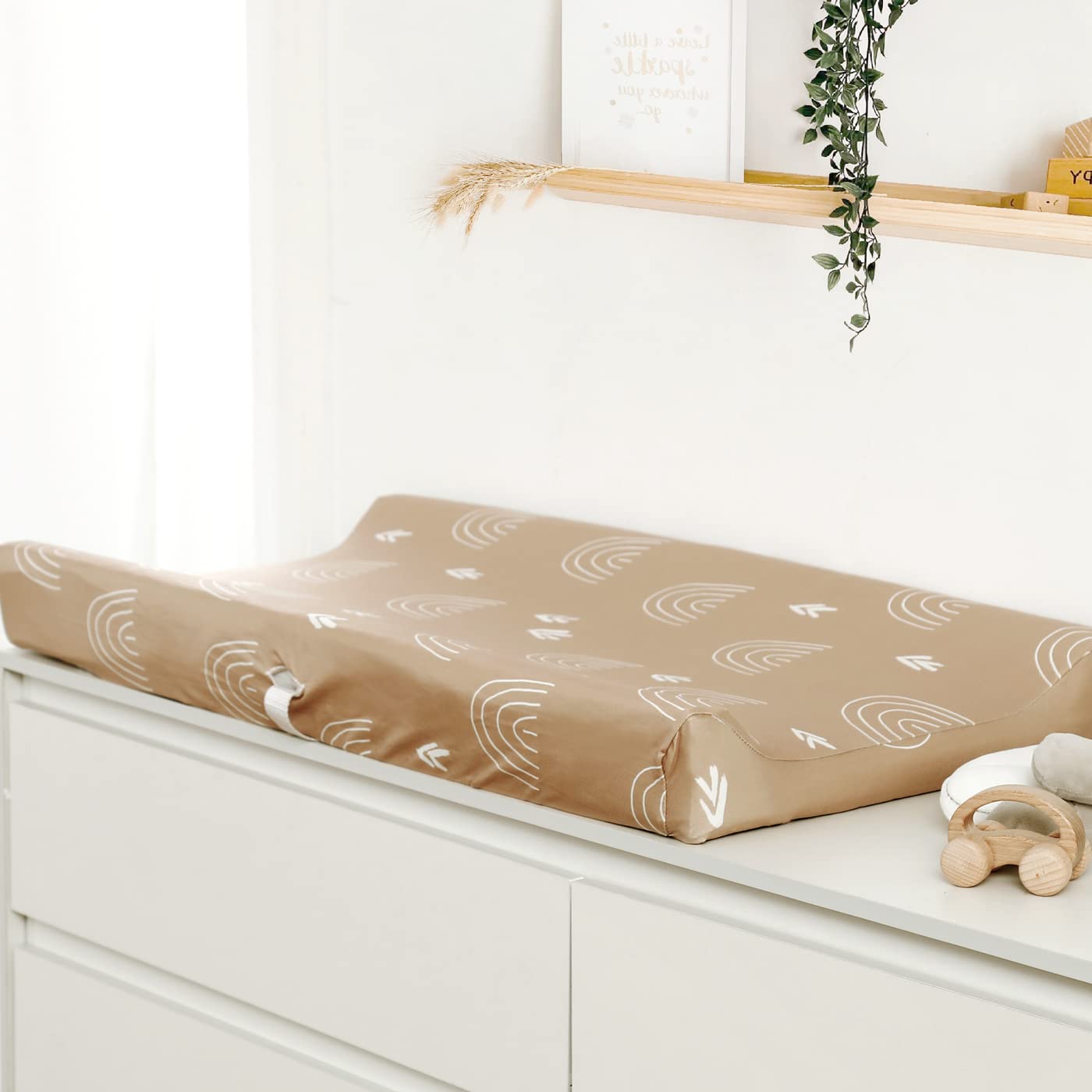 GRSSDER Stretch Ultra Soft Jersey Knit Changing Pad Covers Set 2 Pack, Change Table Pad Covers Fit 32"/34" x 16" Pads Safe and Snug, Jungle Bear/Rainbow for Baby