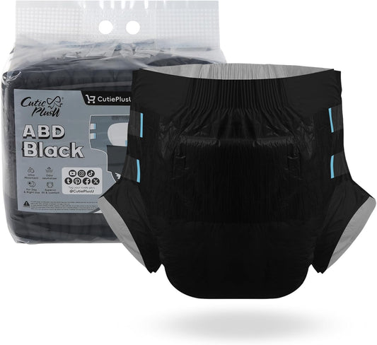 CutiePlusU Disposable Adult Diaper Heavy Absorption Dry Surface Adult Diapers All Night- Black 10 Pieces(Large 37"-47")
