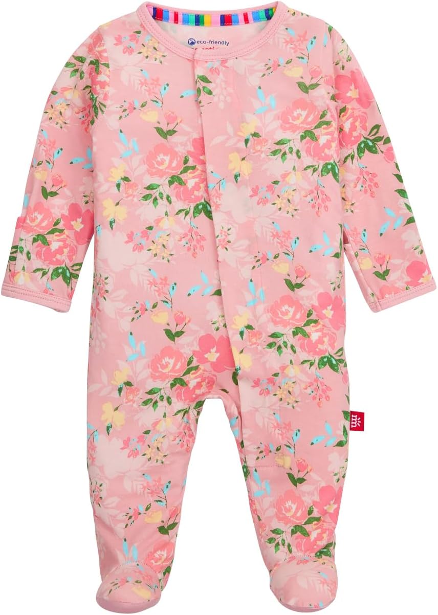 Magnetic Me Girls Modal Magnetic Baby Footie Pajamas | Silky Soft Modal Fabric | Baby Sleepers Available Sizes PRE - 24M