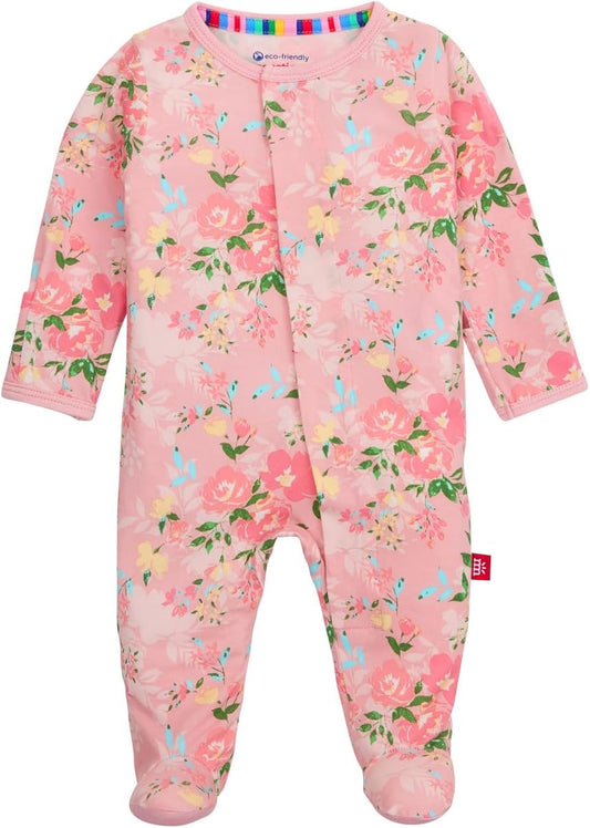 Magnetic Me Girls Modal Magnetic Baby Footie Pajamas | Silky Soft Modal Fabric | Baby Sleepers Available Sizes PRE - 24M
