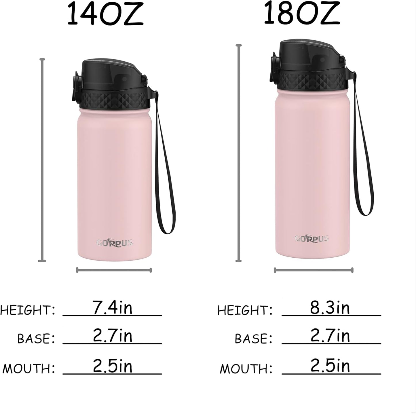 GOPPUS Kids Water Bottle (Straw Lid) - 14 Oz Stainless Steel Travel Bottle, Double Wall Vacuum Leak Proof Kids Cup for School Boys Girls,Happy Mermaids