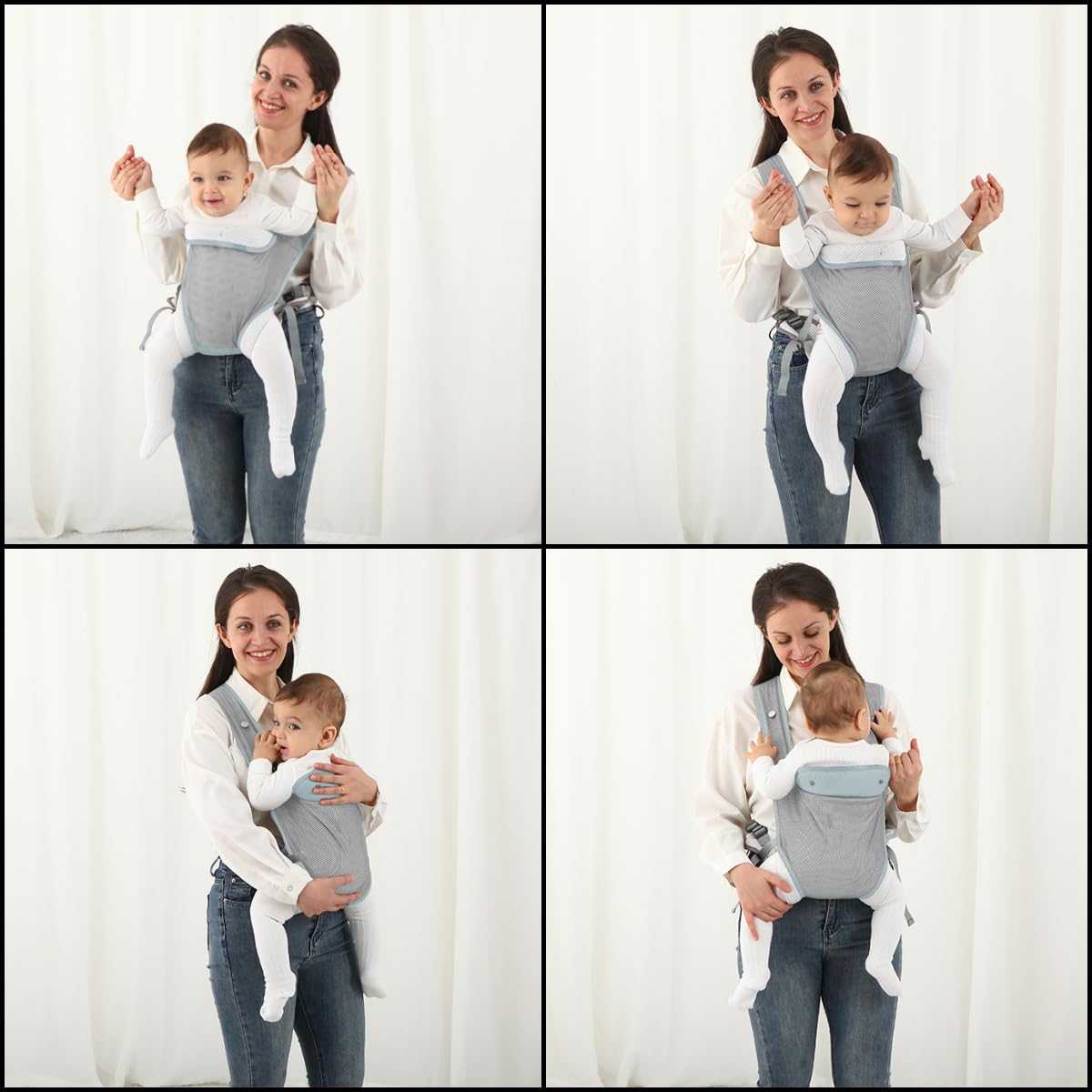 Baby Carrier Newborn Wrap,Ergonomic Infant Soft Carriers for Toddler 7-45 lbs,Adjust Back Strap/Waist Belt,4-in-1 Babe Carrier Front&Back,for Hiking Travel or Everyday Family Events-solid color (Blue)