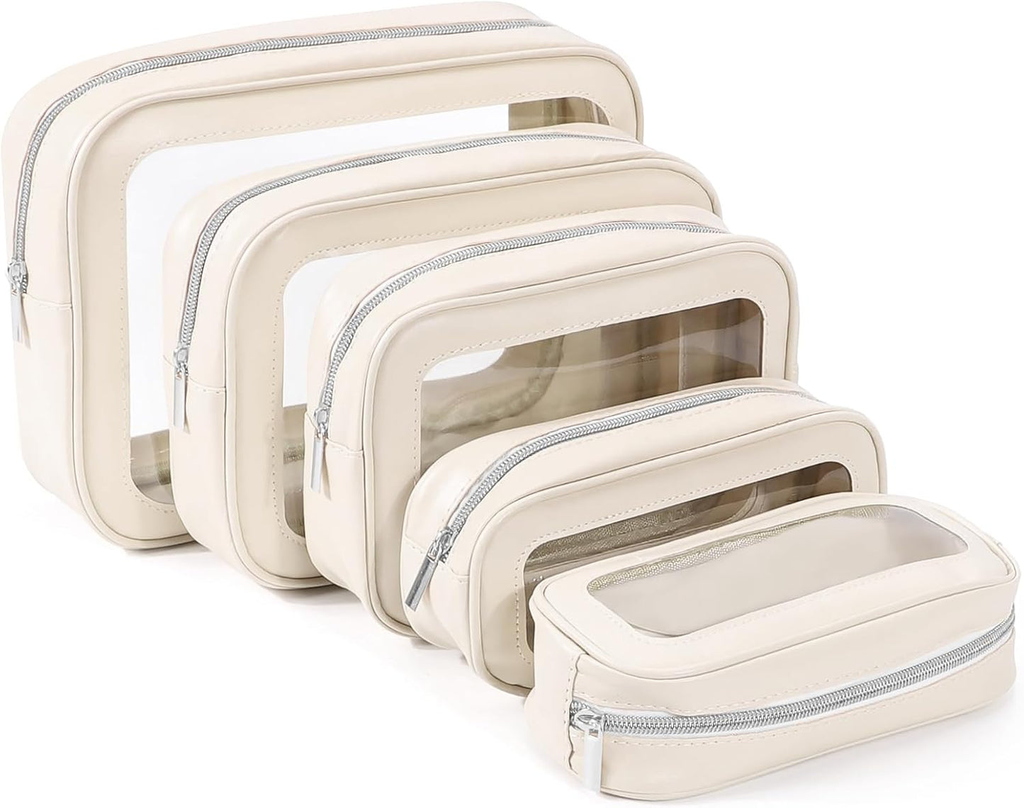 5PCS Diaper Bag Organizer Pouch Set, TSA Approved Toiletry Bag，Clear Waterproof TPU Makeup Bag Set Travel Organizer Bags for Women and Kids