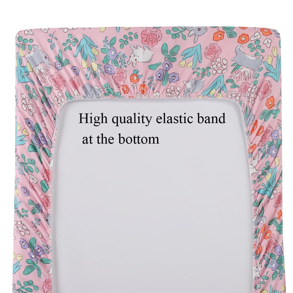 Changing Pad Cover Set 3 Pack Jersey Knit Ultra Soft for Baby Boys Girls Floral/Grey Rabbit/Pink